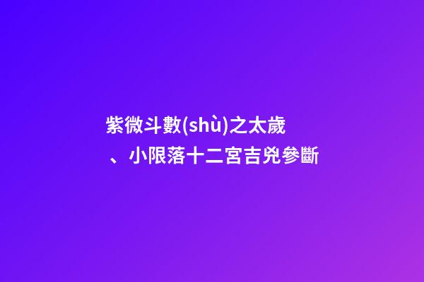 紫微斗數(shù)之太歲、小限落十二宮吉兇參斷